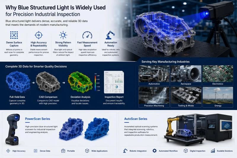 Blue vs White Light vs Laser 3D Scanning: Which Technology Fits Your Industrial Inspection Needs?